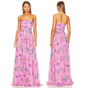 Floral Strapless Pink Dress